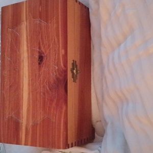 Hand Carved Wooden Jewlery Box Vintage